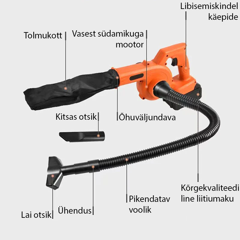 Juhtmevaba võimas laetav õhupuhur